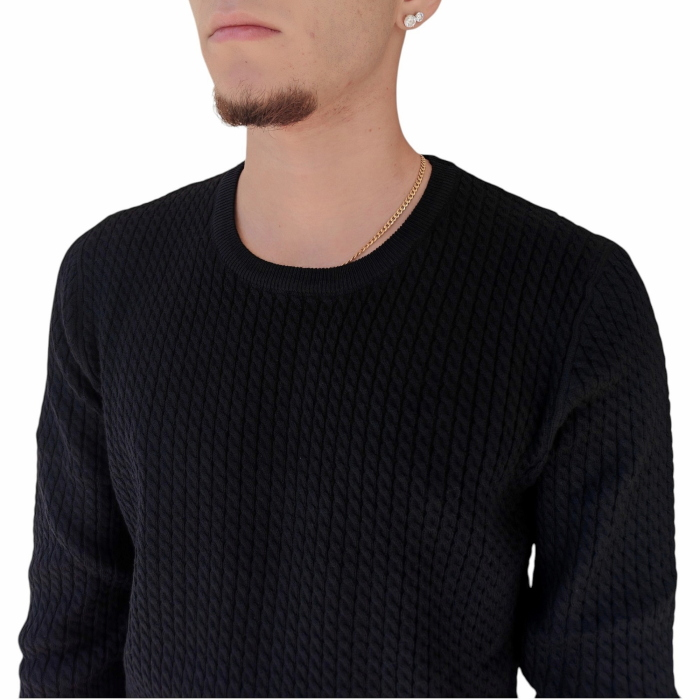 Maglia uomo GIANNI LUPO girocollo misto lana lavorazione a treccine