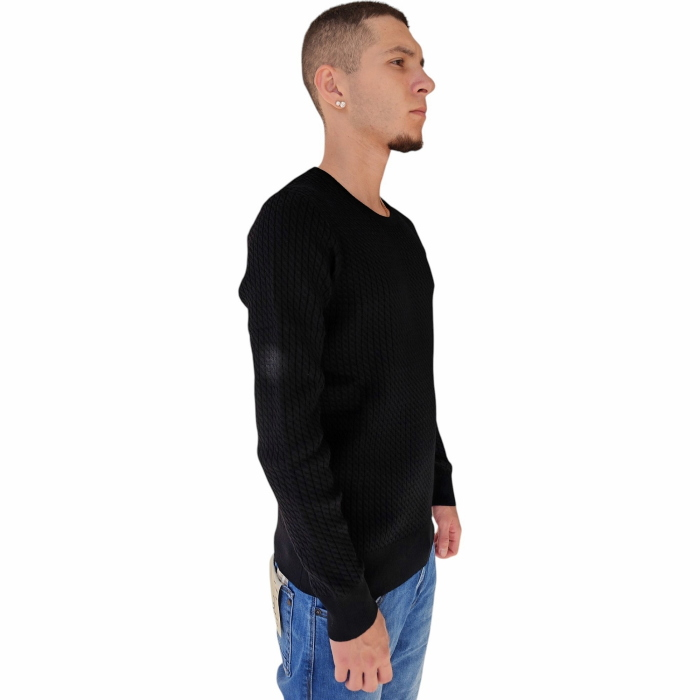 Maglia uomo GIANNI LUPO girocollo misto lana lavorazione a treccine