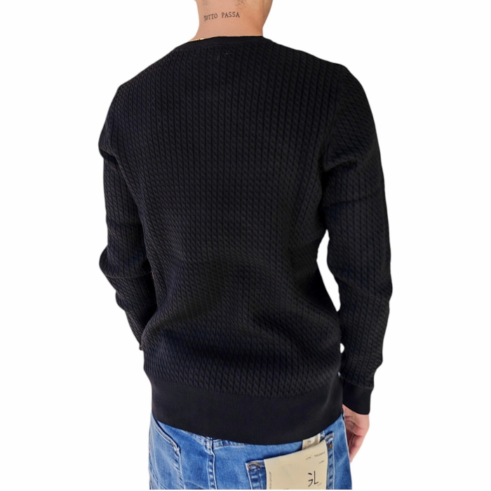 Maglia uomo GIANNI LUPO girocollo misto lana lavorazione a treccine