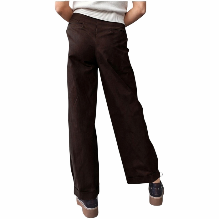 Pantalone donna SAIPH 100% caldo cotone mod. Balloon capri con pence e risvolti