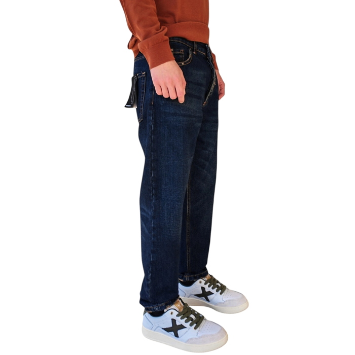 Jeans uomo IMPERIAL baggy fit vita media lavaggio scuro sabbiato con strappi 