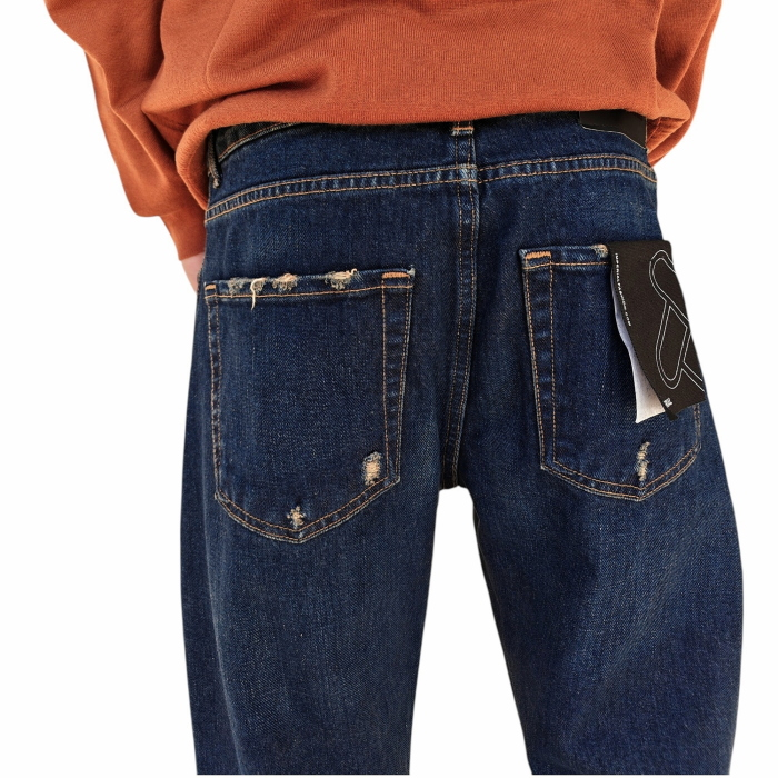Jeans uomo IMPERIAL baggy fit vita media lavaggio scuro sabbiato con strappi 